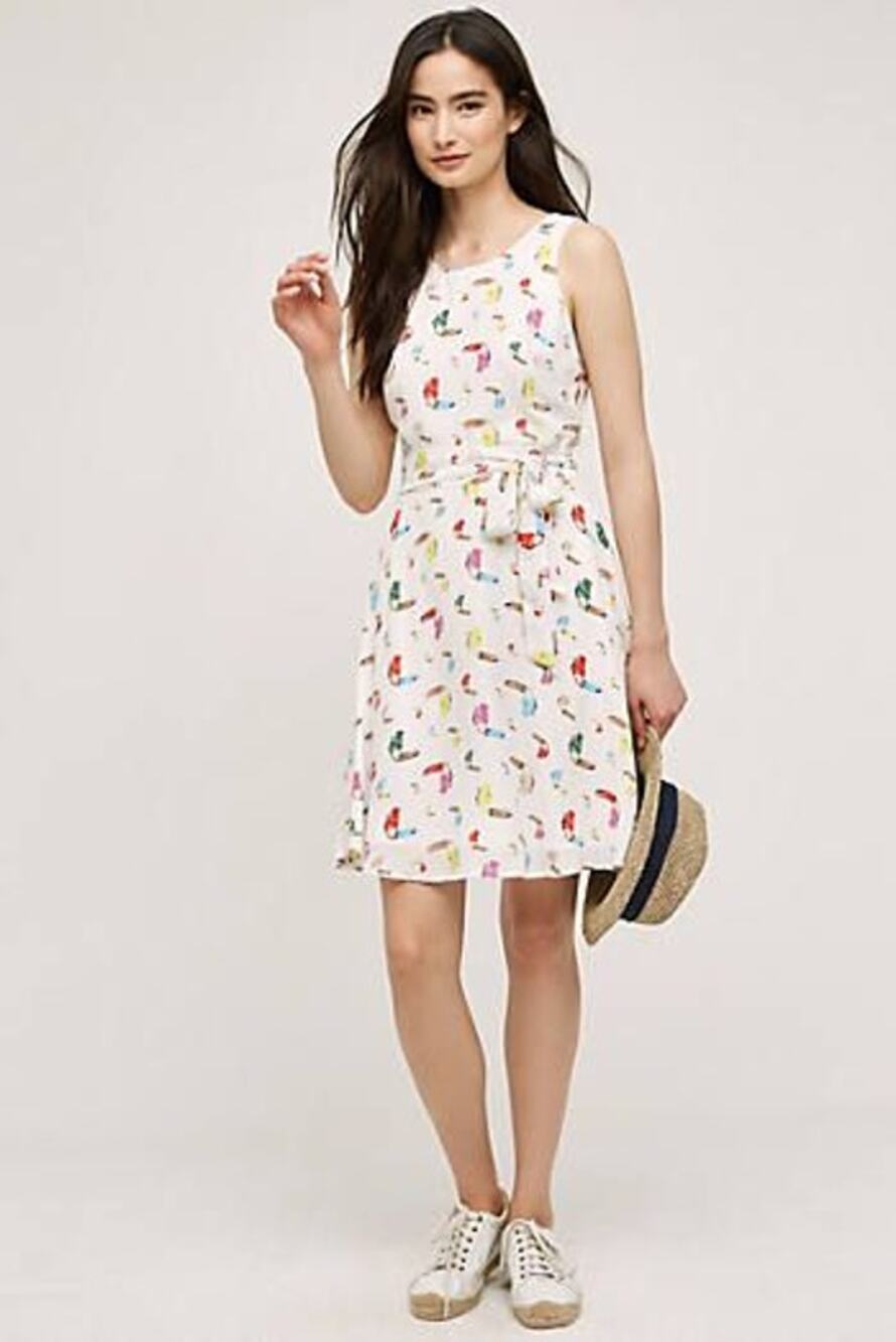 New Anthropologie SUNDAY IN BROOKLYN Toucan Mini Dress SMALL Belted